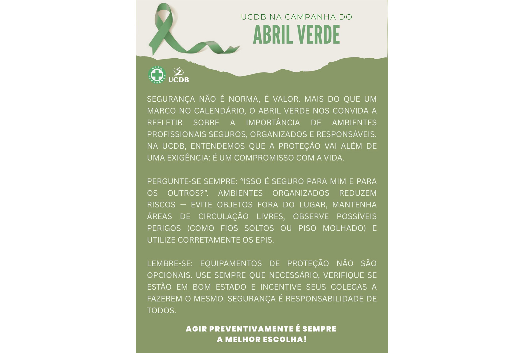 Abril Verde: Saúde e segurança no trabalho