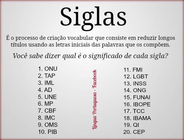 Siglas: Como usar?